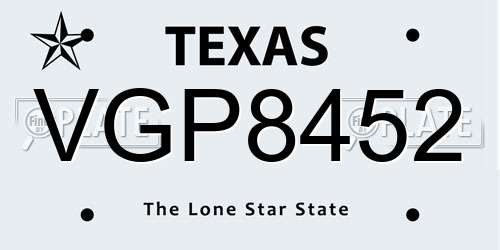 VGP8452 Texas License Plate