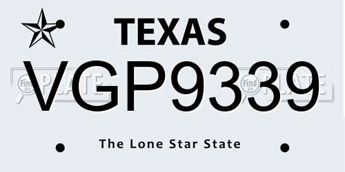VGP9339 Texas License Plate