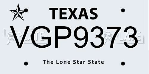 VGP9373 Texas License Plate