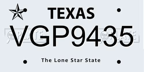 VGP9435 Texas License Plate
