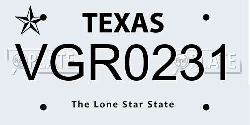 VGR0231 Texas License Plate