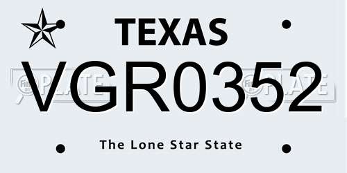 VGR0352 Texas License Plate