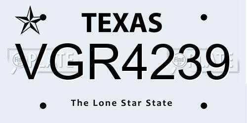 VGR4239 Texas License Plate