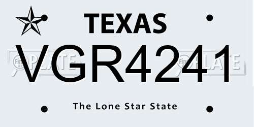 VGR4241 Texas License Plate
