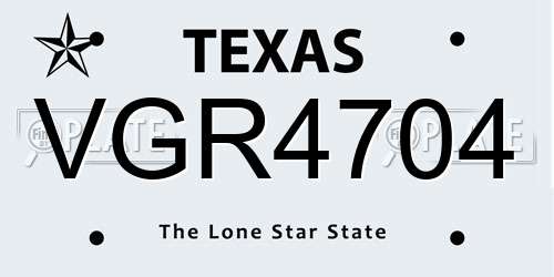 VGR4704 Texas License Plate