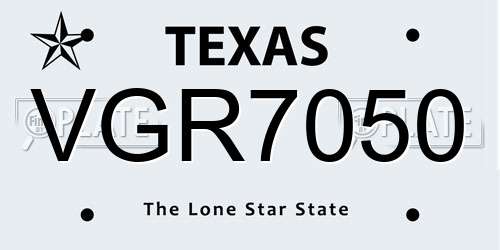 VGR7050 Texas License Plate
