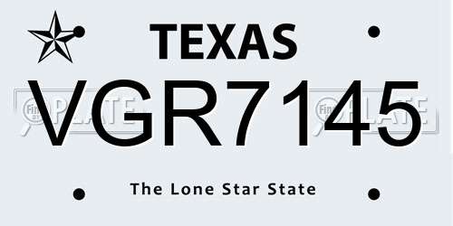 VGR7145 Texas License Plate