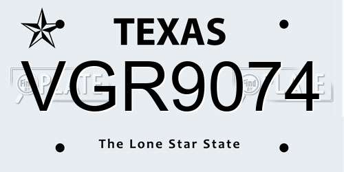 VGR9074 Texas License Plate