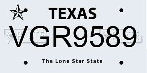 VGR9589 Texas License Plate
