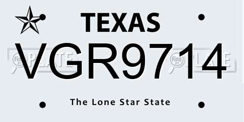 VGR9714 Texas License Plate