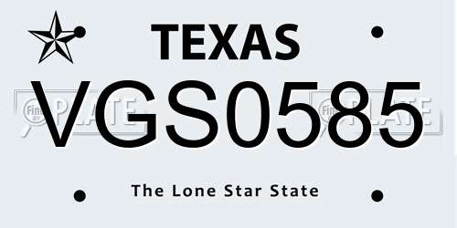 VGS0585 Texas License Plate