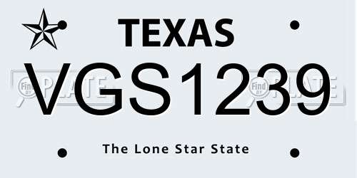 VGS1239 Texas License Plate