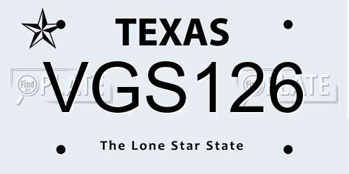 VGS126 Texas License Plate