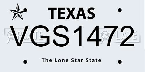 VGS1472 Texas License Plate