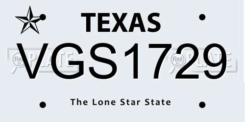 VGS1729 Texas License Plate