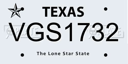 VGS1732 Texas License Plate