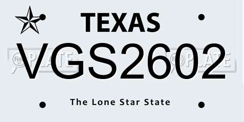 VGS2602 Texas License Plate
