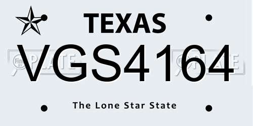 VGS4164 Texas License Plate