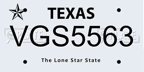 VGS5563 Texas License Plate