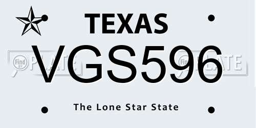 VGS596 Texas License Plate