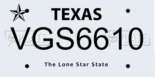 VGS6610 Texas License Plate