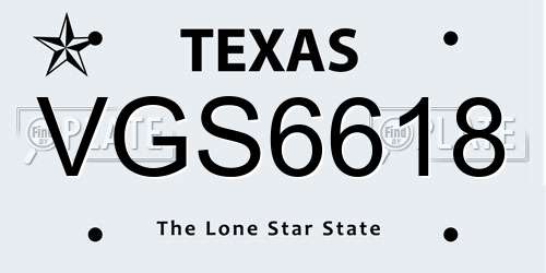 VGS6618 Texas License Plate