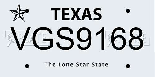 VGS9168 Texas License Plate