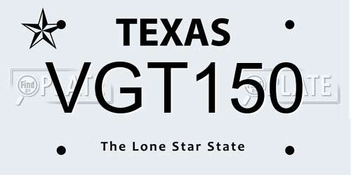 VGT150 Texas License Plate