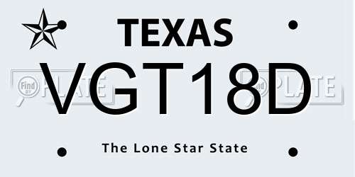VGT18D Texas License Plate