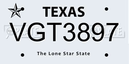VGT3897 Texas License Plate
