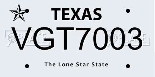 VGT7003 Texas License Plate