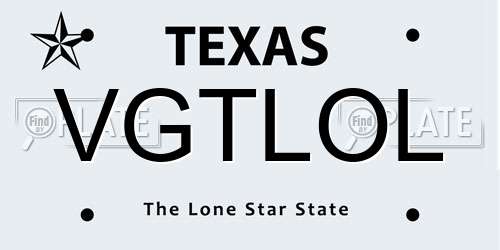 VGTLOL Texas License Plate
