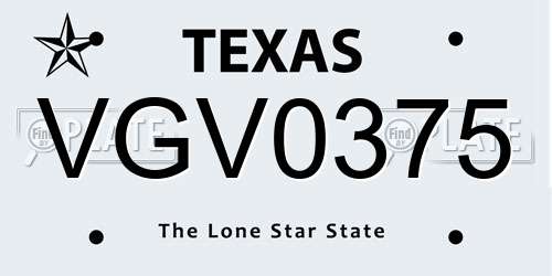 VGV0375 Texas License Plate