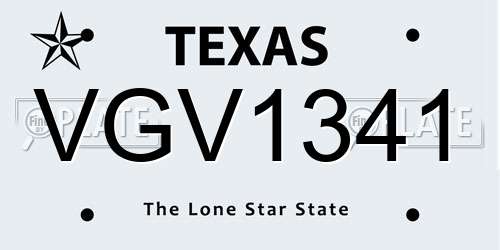 VGV1341 Texas License Plate