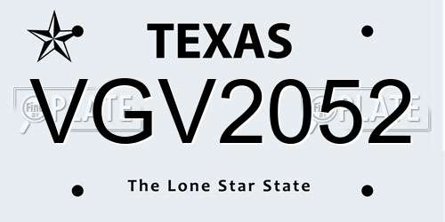 VGV2052 Texas License Plate