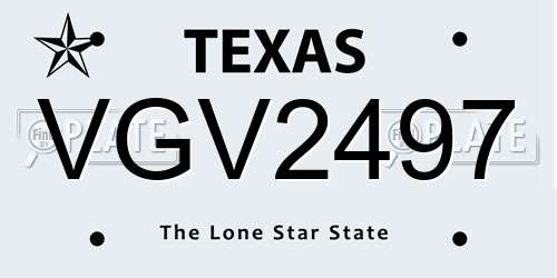 VGV2497 Texas License Plate
