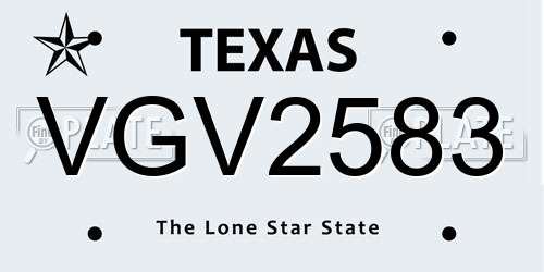 VGV2583 Texas License Plate