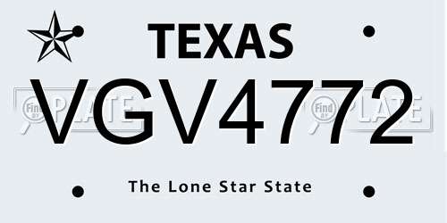 VGV4772 Texas License Plate