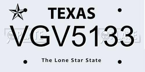 VGV5133 Texas License Plate