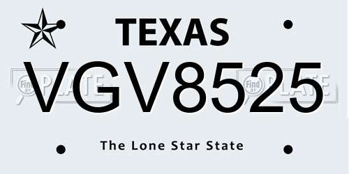 VGV8525 Texas License Plate