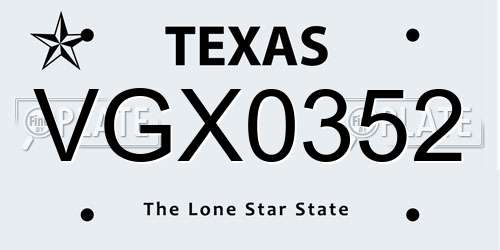 VGX0352 Texas License Plate