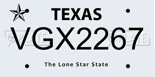 VGX2267 Texas License Plate