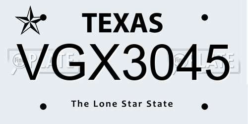VGX3045 Texas License Plate