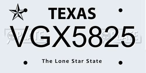 VGX5825 Texas License Plate