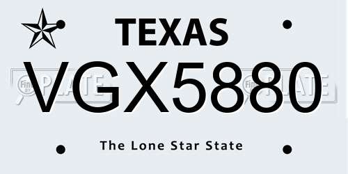 VGX5880 Texas License Plate