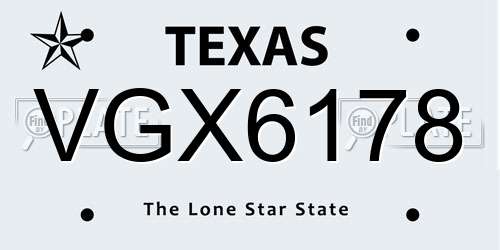 VGX6178 Texas License Plate