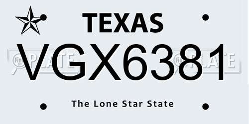 VGX6381 Texas License Plate