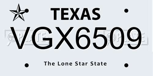 VGX6509 Texas License Plate