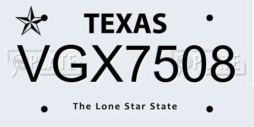 VGX7508 Texas License Plate