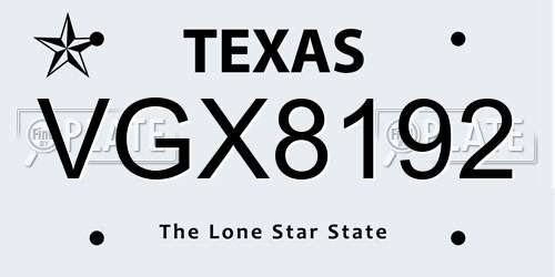 VGX8192 Texas License Plate